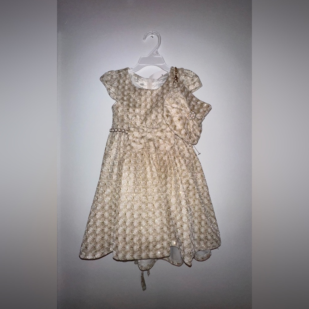 Formal Gold embroidered dress with matching purse.